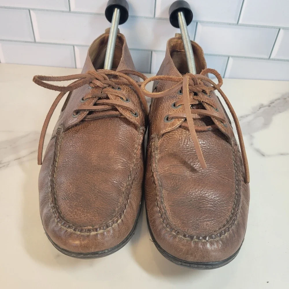 Martin Dingman Mens Brown Leather Boat Shoes Vibram Sole 9.5 M Chukka Brazil